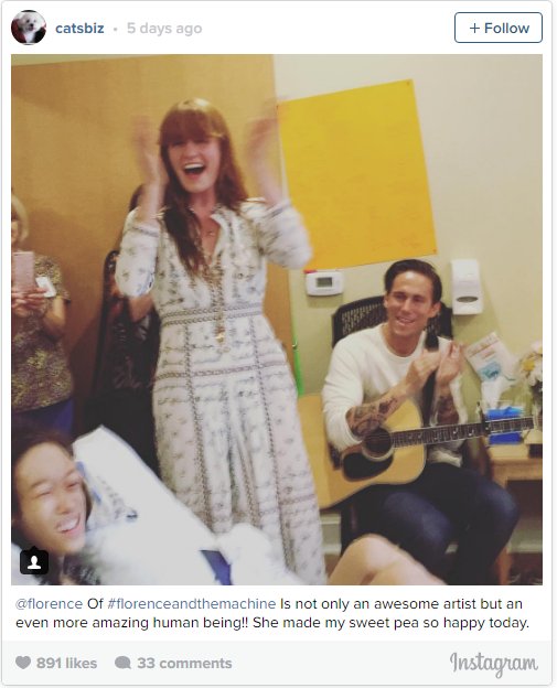 .<a href="/flo_tweet/">Not Florence</a> surprises a teen battling cancer with a concert! brrk.co/1RuryEH