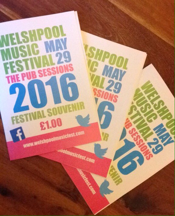 2016 Official Welshpool Music Festival programmes available on the day! Information on the acts playing inside 🎵