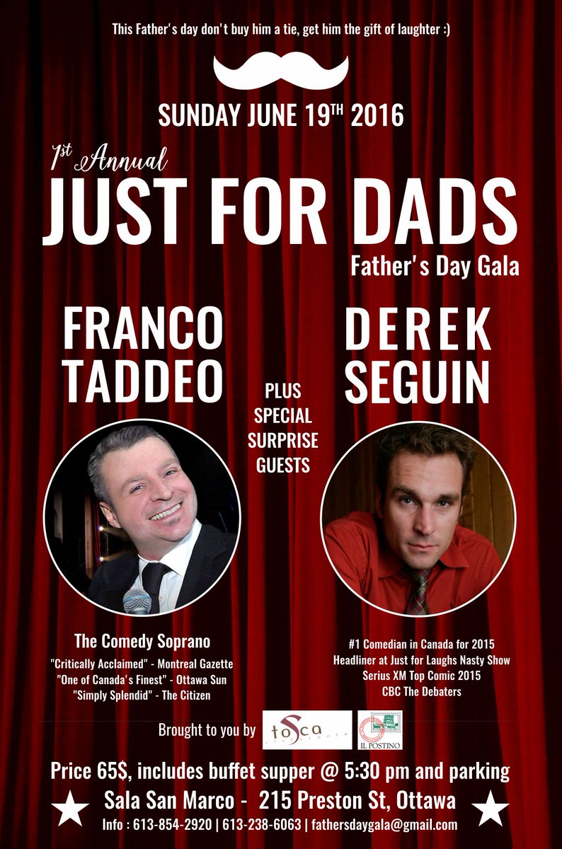 originitalia's tweet photo. @CFRAOttawa join us this Father's day for a Comedy gala and supper that'll be sure to become a family tradition https://t.co/wkkU80AI2b