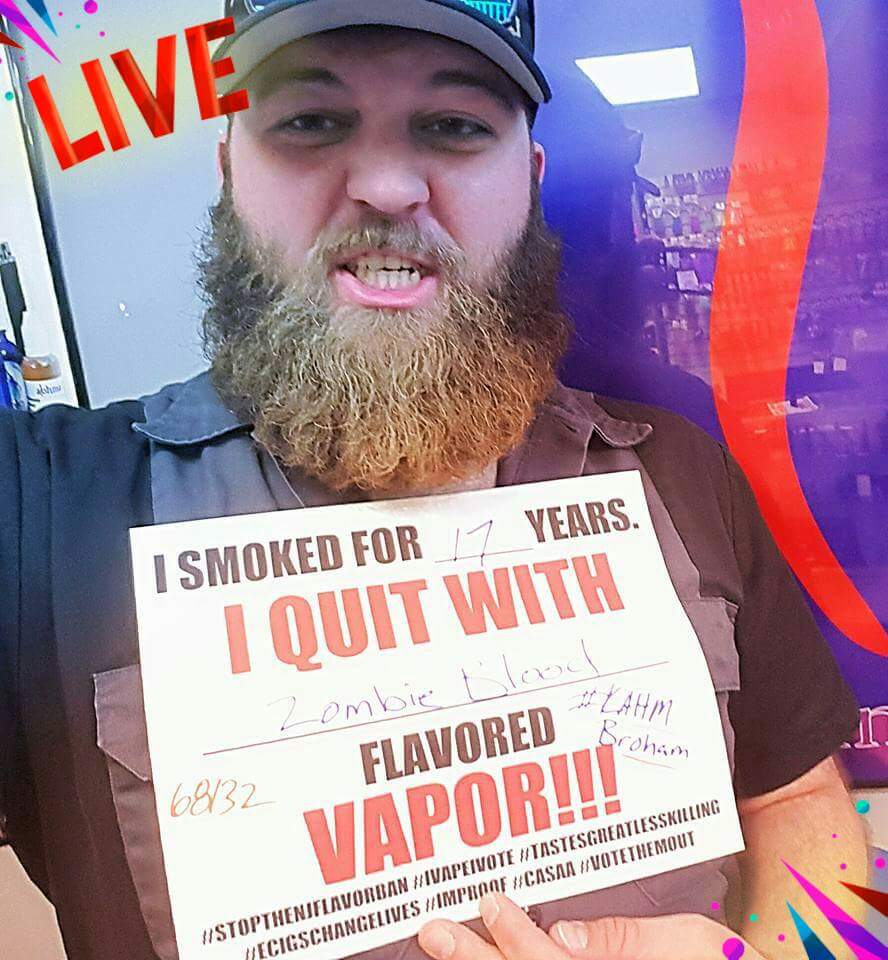 AlohmaVapor's tweet photo. @KahmBroham showing his love of flavor!
#ivapeivote #stopthenjflavorban #tastegreatlesskilling #casaa #votethemout https://t.co/tDRX5TdWXX