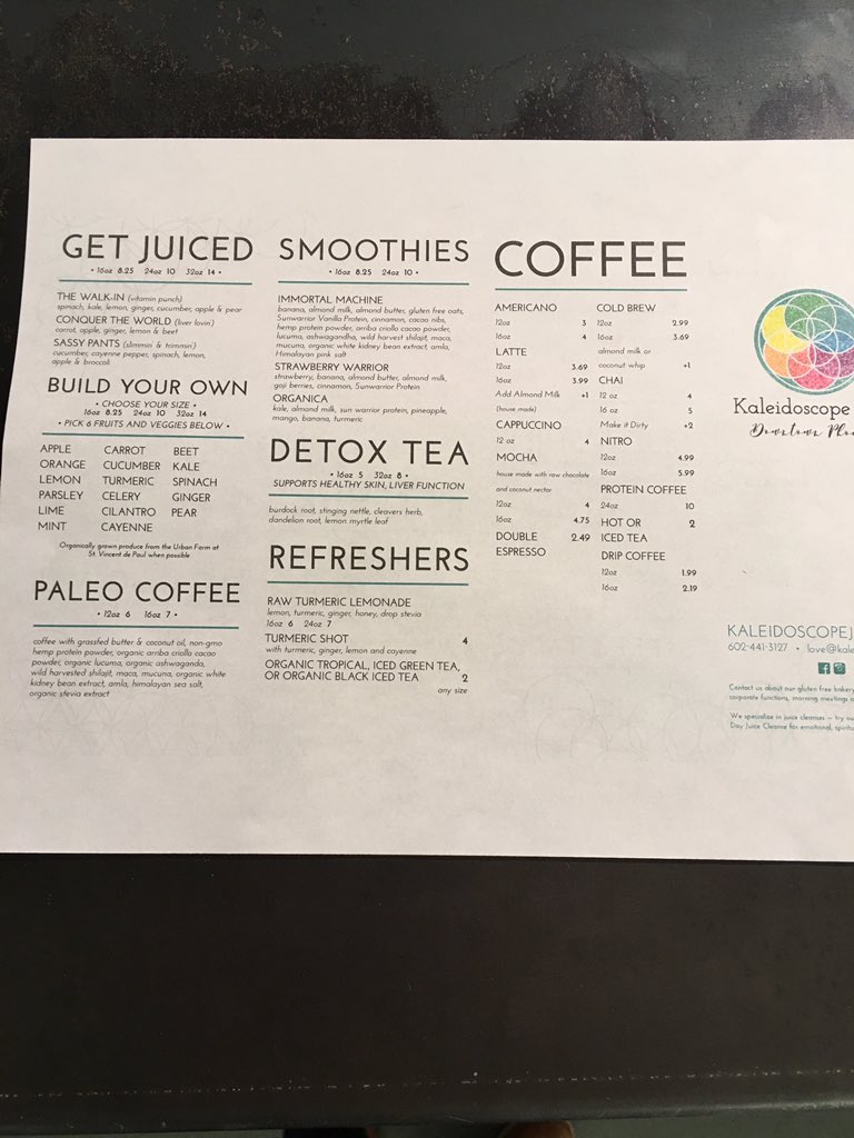 The Department (@departmentphx) on Twitter photo Our friends downstairs <a href="/kaleidoscopejuc/">Kaleidoscope Juice</a> just updated their #dtphx space & added new menu options. Check them out! Our friends downstairs <a href="/kaleidoscopejuc/">Kaleidoscope Juice</a> just updated their #dtphx space & added new menu options. Check them out!