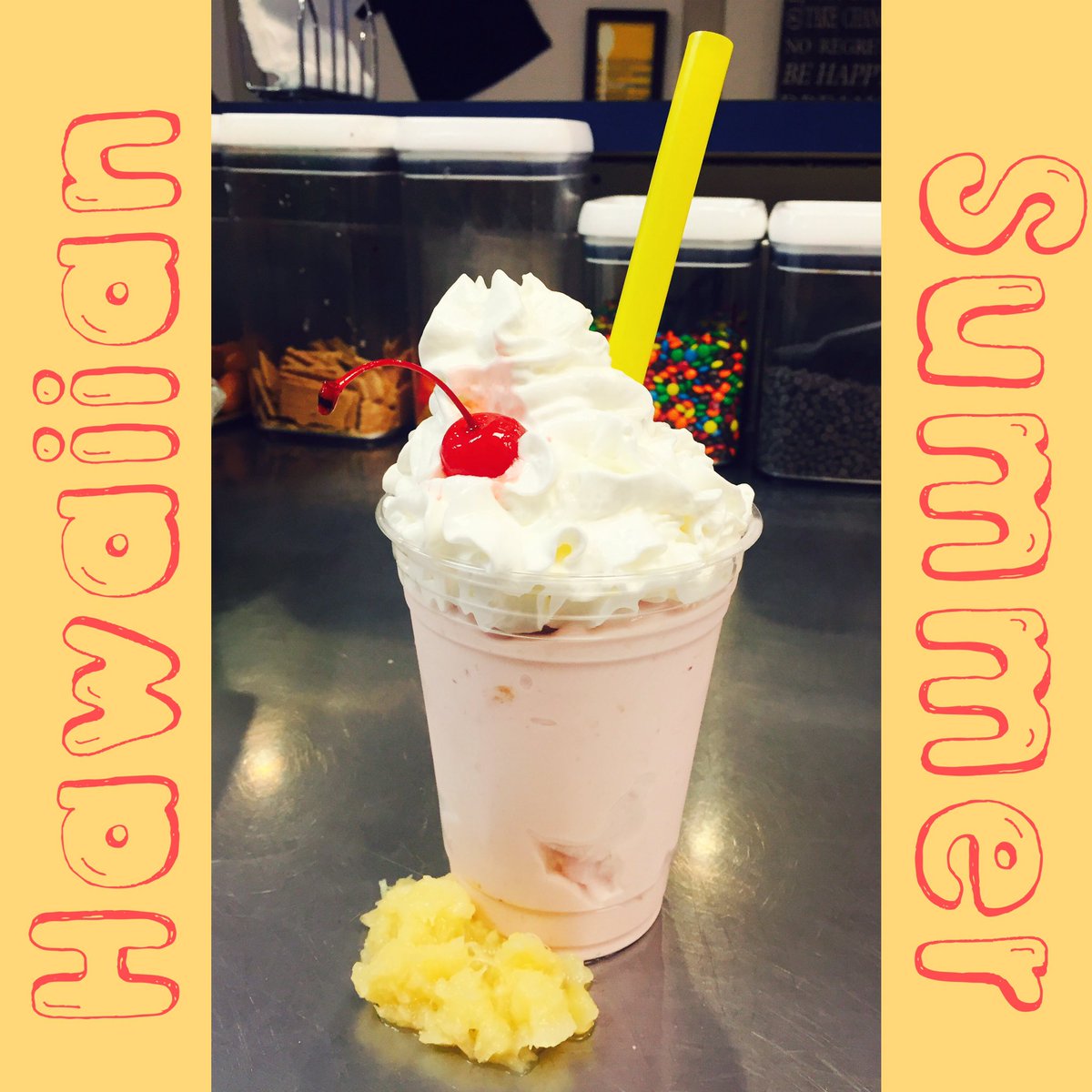 chill_shakes's tweet photo. Come in &amp; try our NEW Hawaiian Summer shake! Sangria sherbet with vanilla &amp; pineapple! 🍍🌺☀️ #chillthemilkshakebar https://t.co/SeeTyDQiNU