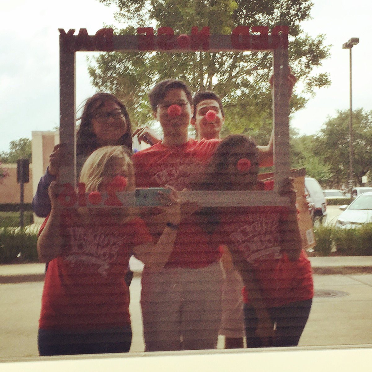 Went to Town Center to spread awareness of #RedNoseDay with @StuCo_Bulldogs officers! #childhoodpoverty #endhunger