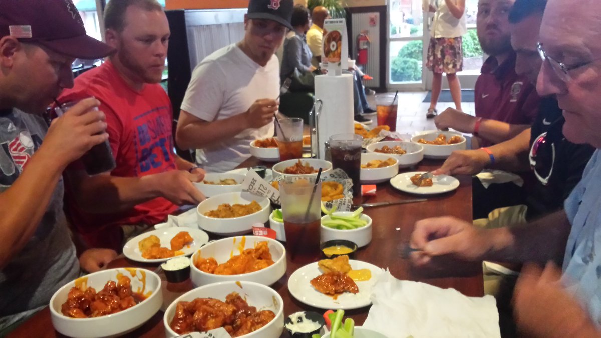 FPUathletics's tweet image. Coaching/support staff loving right in Cary tonight. #WingsForDays