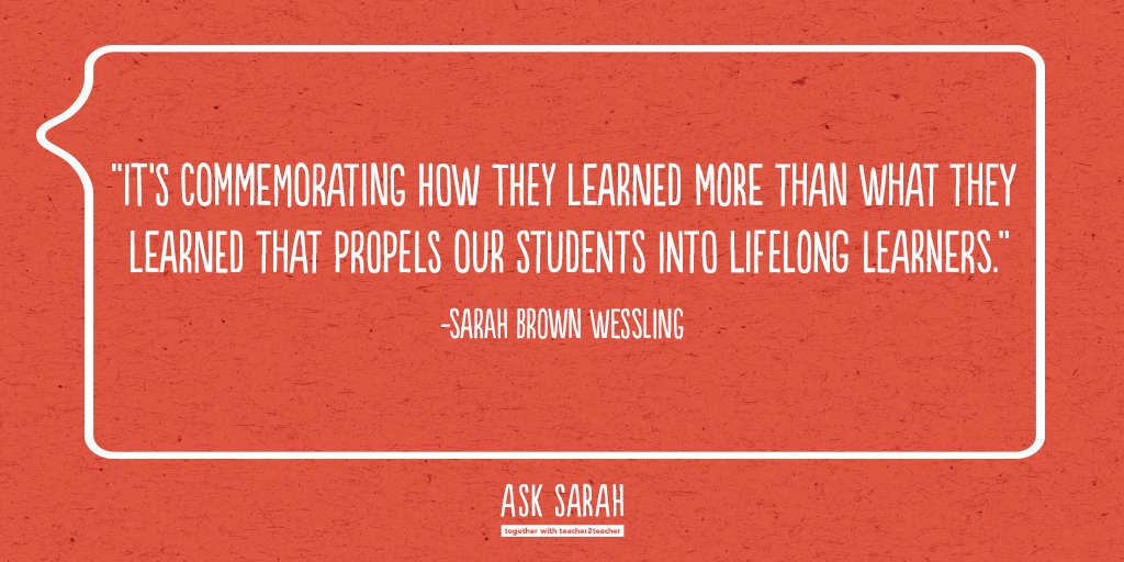 teacher2teacher's tweet photo. 10 EOY ideas from @SarahWessling to commemorate Ss’ learning & growth #AskSarahT2T https://t.co/LCT4TdZxG9 https://t.co/lsYB6h3eCA