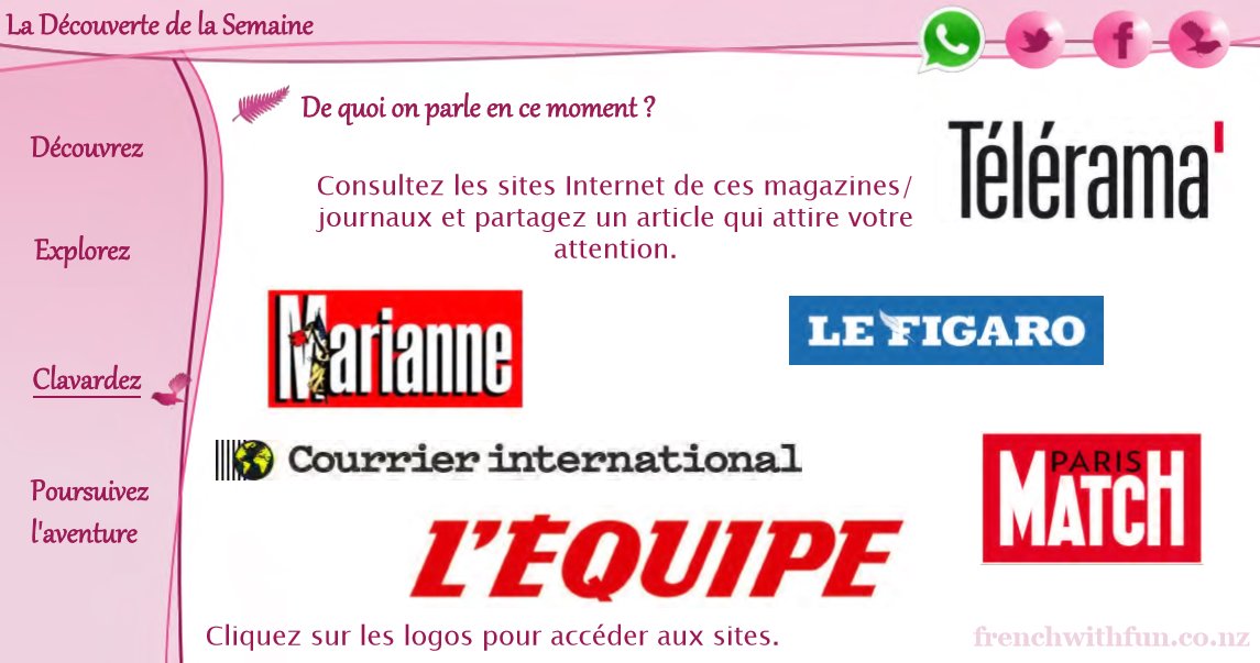 Frenchwithfun's tweet photo. Share an article from on online French newspaper! There's lots happening at the moment. #FLE #IlearnFrench #press https://t.co/2hlEPRO3OA