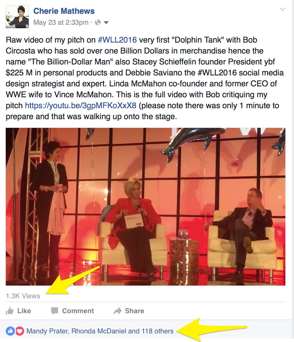 healincomfort's tweet photo. Wow! 1.3K views on Facebook @WLeadershipLIVE @ybfbeauty @staceyschieffel @DebbieSaviano @Linda_McMahon #WLL2016 https://t.co/chi5BPssR7