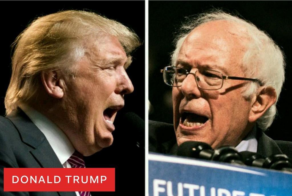 JohnOliversArmy's tweet photo. Two men who will never be President agreed to #Debate. Hailed as the #BridesmaidDebate 
@SenSanders @realDonaldTrump https://t.co/tFfkItIh9i