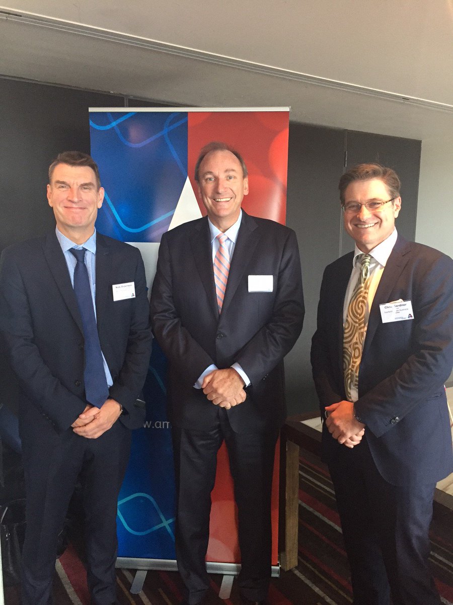 All smiles from our speakers for today's Australian Workplace: Challenges &amp; Opportunities lunch with <a href="/AmChamAU/">AmCham Australia</a>
