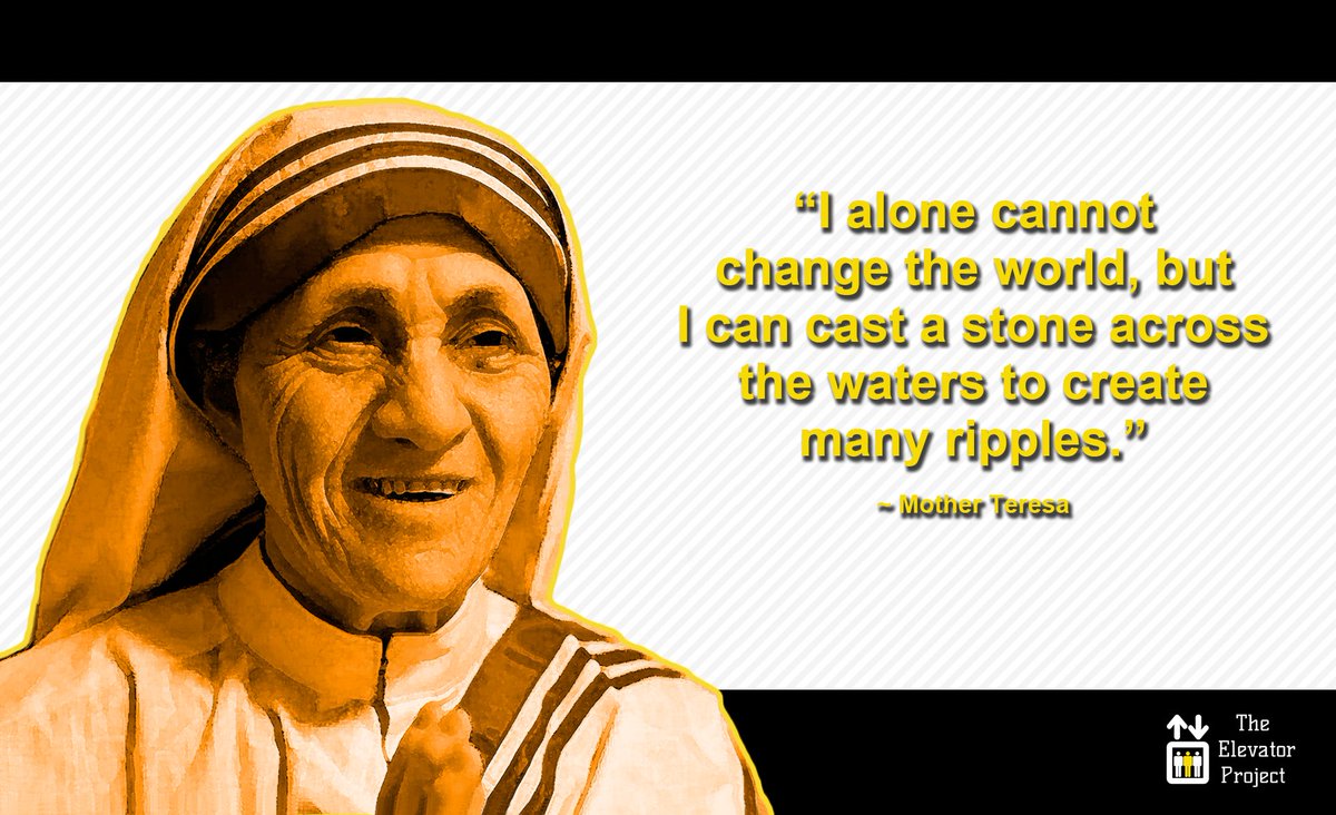 Theelevatorproj's tweet photo. Enough ripples and we can #changetheworld. #WisdomWednesday #endpoverty https://t.co/Fbsgy9plIR