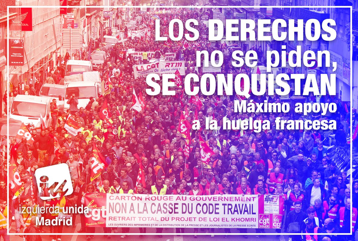 IU_Madrid's tweet photo. En apoyo a las trabajadoras francesas que estos días están luchando por sus derechos. Su lucha es la nuestra https://t.co/afaoYWkLtE