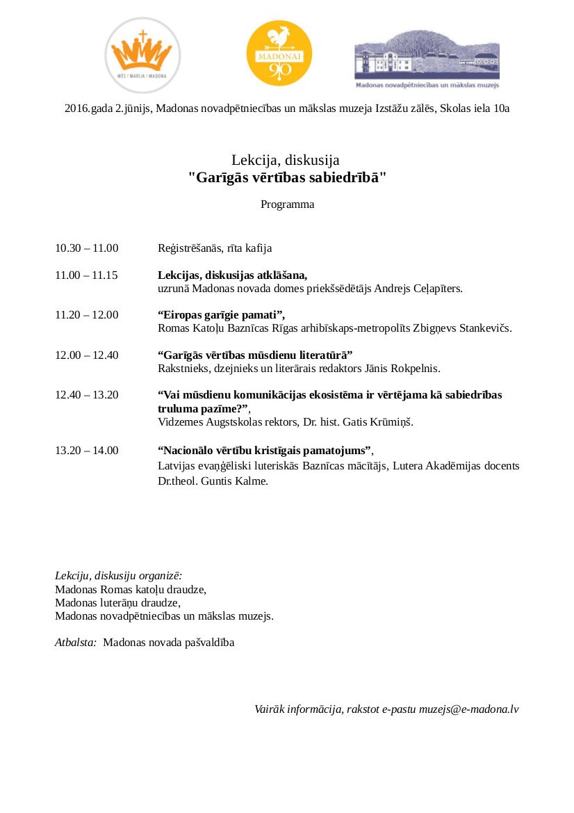 Madonasdraudze's tweet photo. Saruna par cilvēka laiku un vietu, par vērtībām Madonai ar @arhibiskaps, @Rokpelnis, Gatis Krumiņš, @GuntisKalme https://t.co/aKtPAWj61c