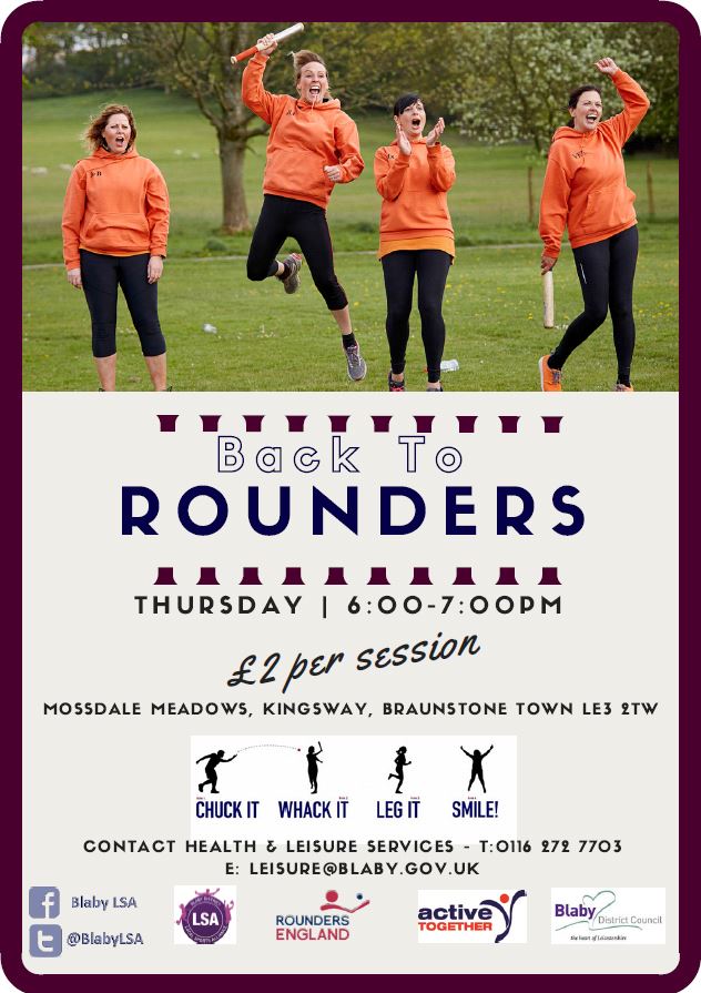 ActiveBlaby's tweet photo. Get involved in our #BackToRounders sessions! June 9 @ Mossdale Meadows
@RoundersEngland #ChuckitWhackitLegitSmile https://t.co/gL6EhOvxaZ