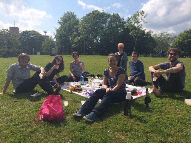 ERIEproject's tweet photo. @DrAlexPenn @bapeterj Almost the official end of the ERIE project being celebrated with sun, bubbles &amp; cake. https://t.co/sMggVS6oSa