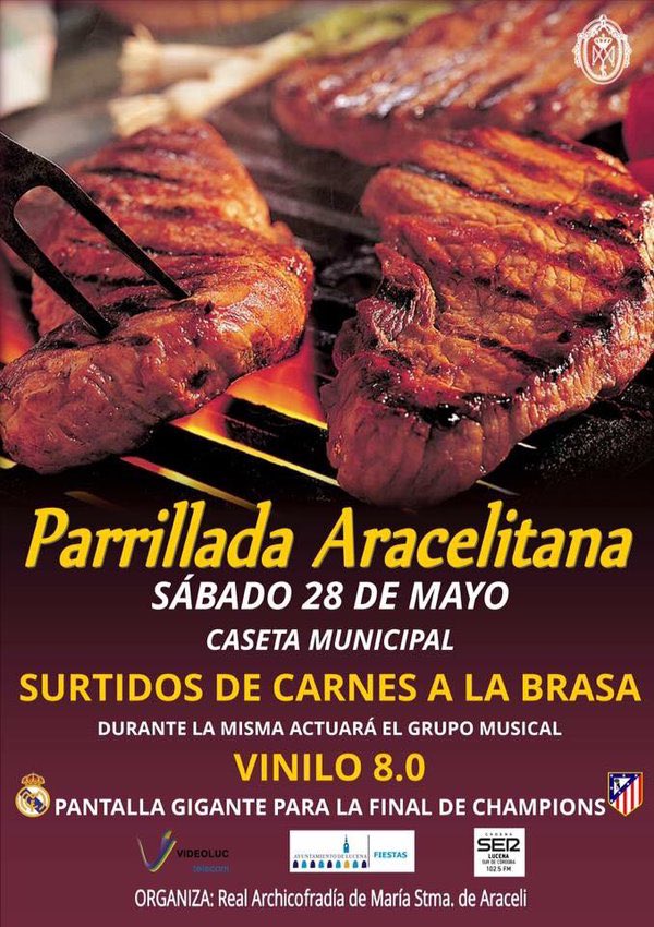 Carnes a la #brasa en la Parrillada Aracelitana, este sábado en la caseta municipal de Lucena (Córdoba)