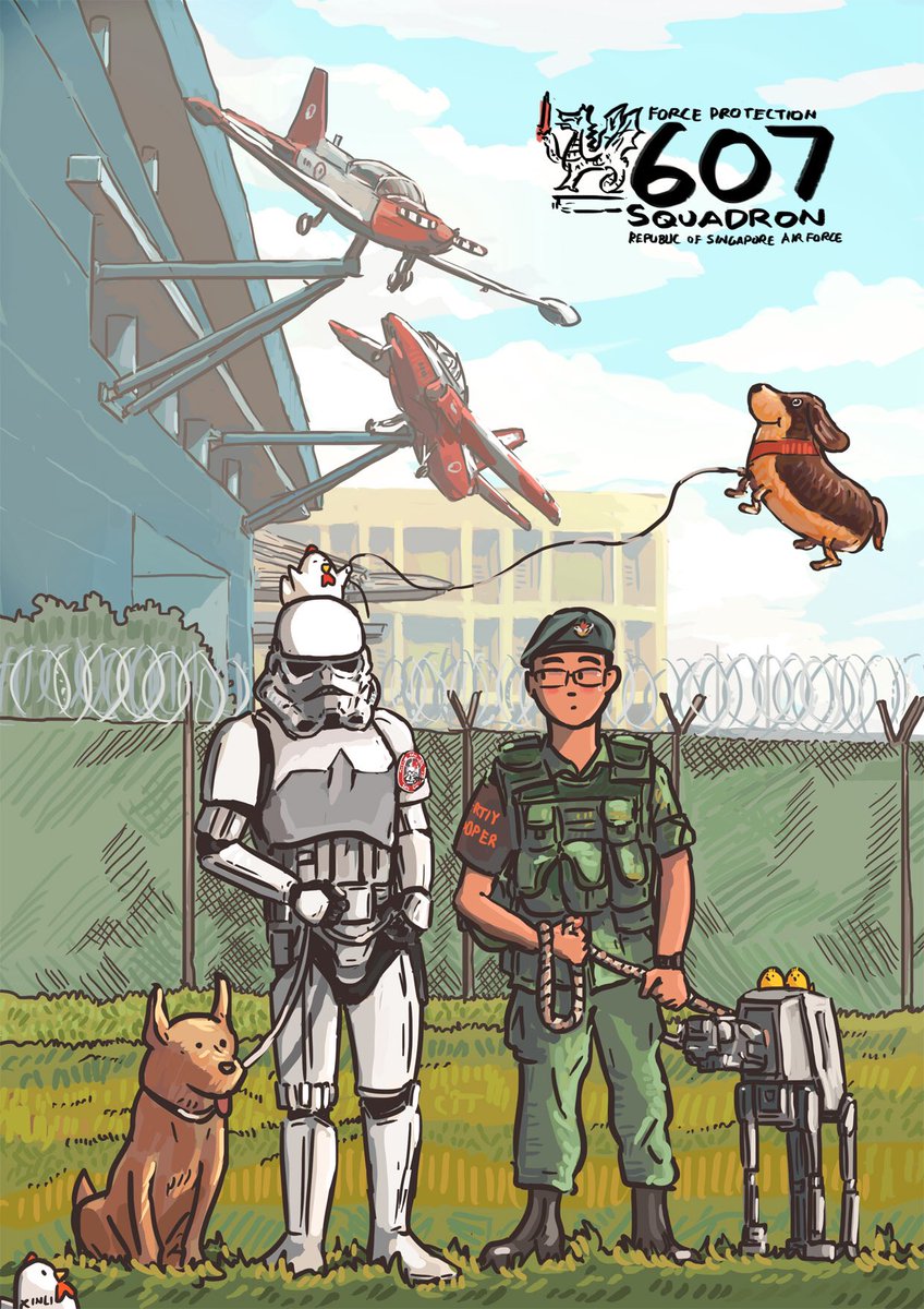 xinli29288's tweet photo. SQN 607 of @TheRSAF : Keeping the air base safe.
#SecurityTrooper #FieldDefence #ROH16 #illustration #theRSAF #K9 https://t.co/28Q9nWtBoD