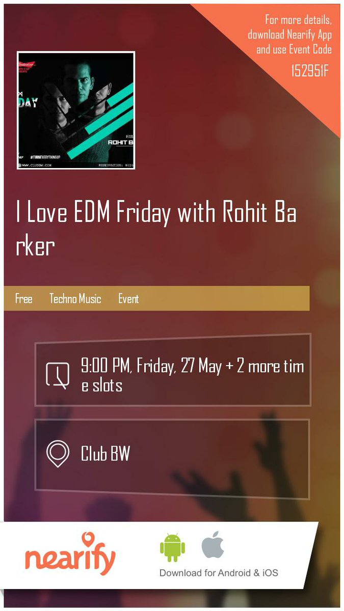 Time for EDM Friday w/ the talented <a href="/rohitbarker/">Rohit Barker</a> tonight <a href="/Club_BW/">Club BW</a> : nearify.com/event/i-love-e… #NewDelhi #Events