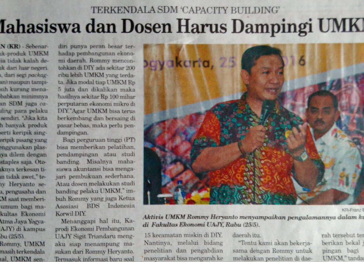 Kemaren Rabu di UAJY, Rommy Heryanto berbagi ilmu tentang UMKM bersama mahasiswa dan dosen.