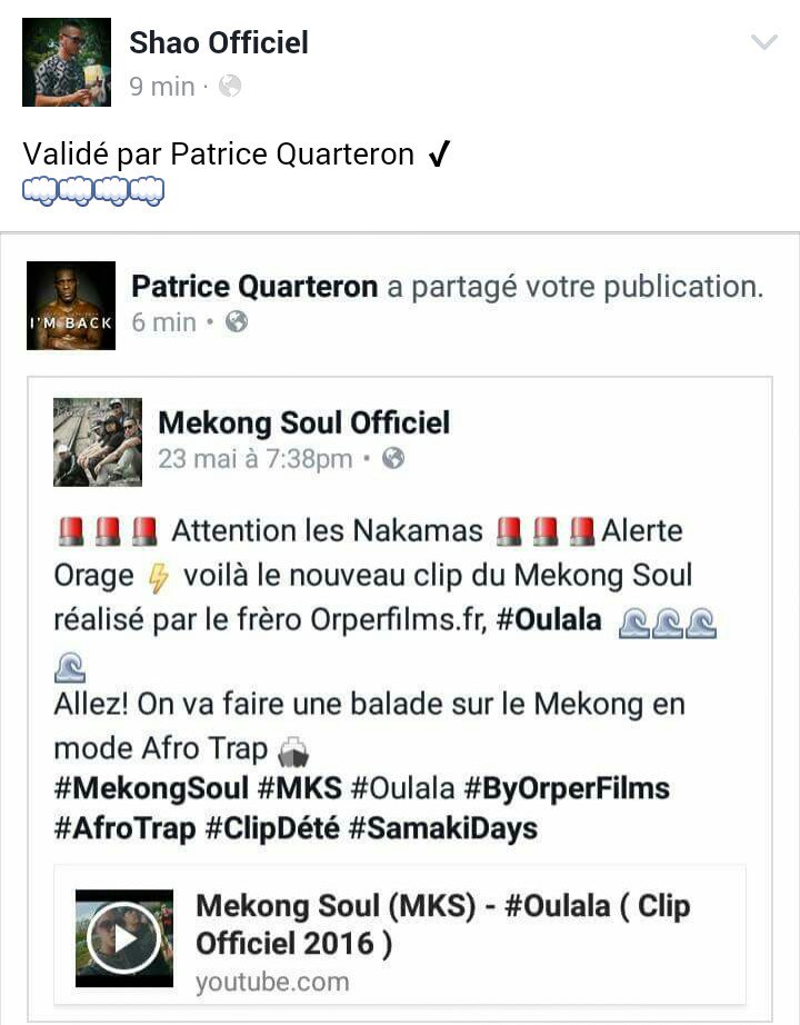 MksOfficiel1's tweet photo. Un grand merci à toi @quarteron91 que la force soit avec vous @booska_p @generations #Mks #Mekongsoul #Oulala https://t.co/dNEw84Gh6g