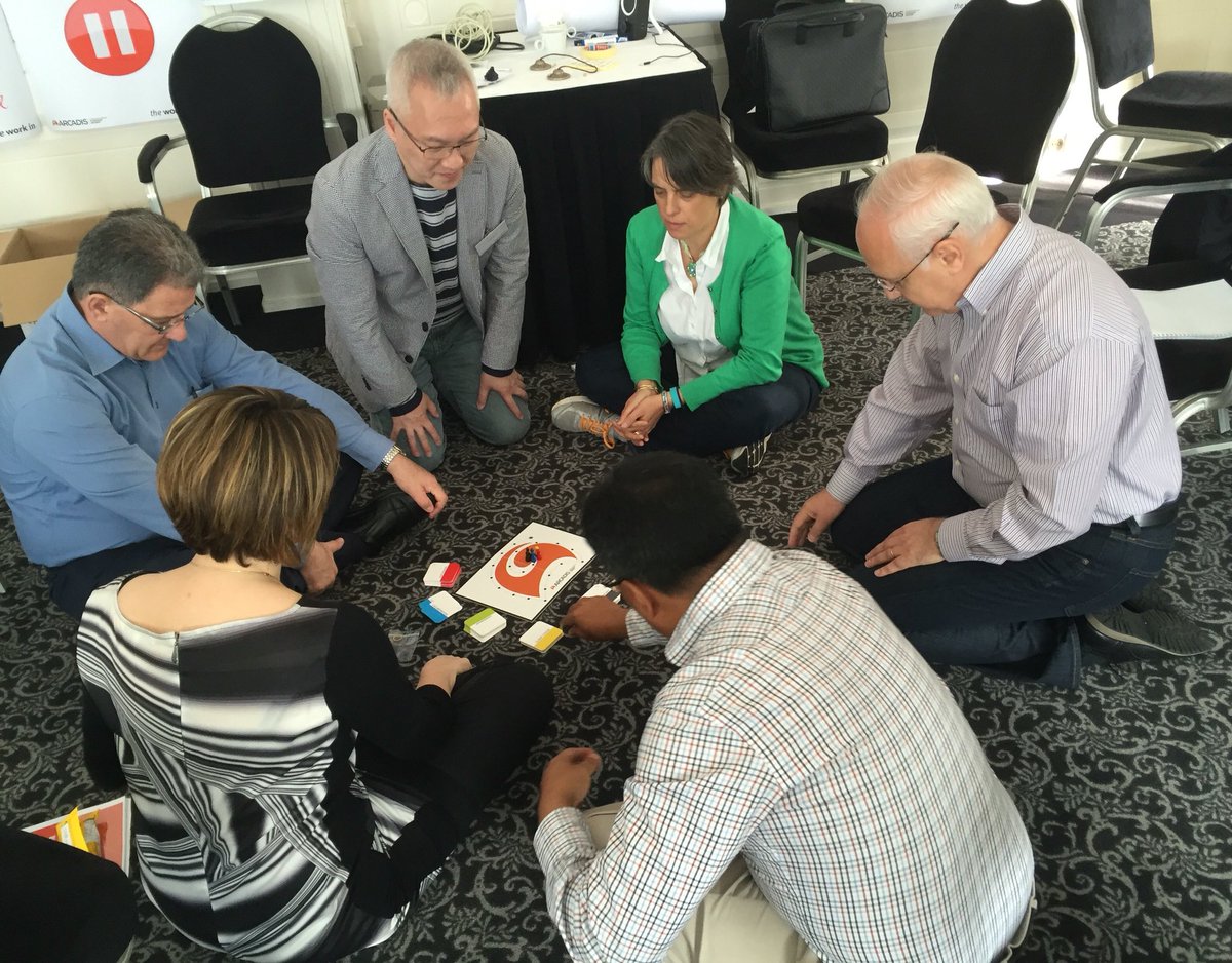 Sylke_Raymakers's tweet photo. Senior leaders playing #RoadtoEngagement during the SLP in Amsterdam. Great fun #ArcadisGS https://t.co/GoW0VHie66