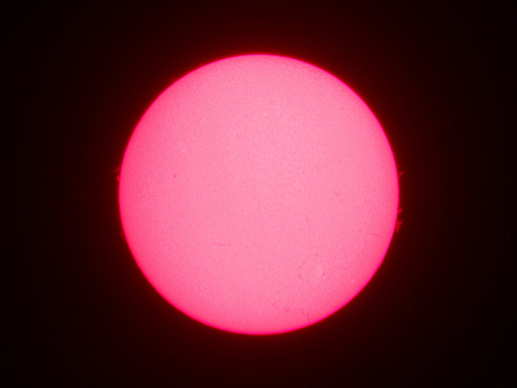 RickFienberg's tweet photo. Here’s what the Sun looks like this morning in hydrogen-alpha light through a 40-mm Coronado filter. https://t.co/Oj5owMWSYA