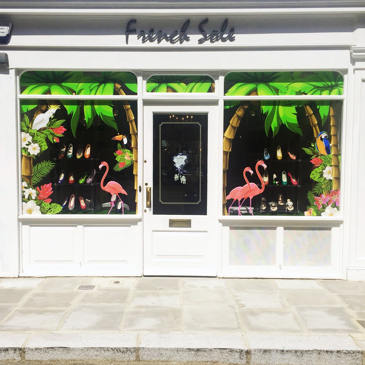 frenchsole's tweet photo. Happy Friday! Our #EllisStreet Store window for #ChelseaFlowerShow Perfectly fitting with our SS16 'Rio' Collection! https://t.co/KXGbhyTcm1