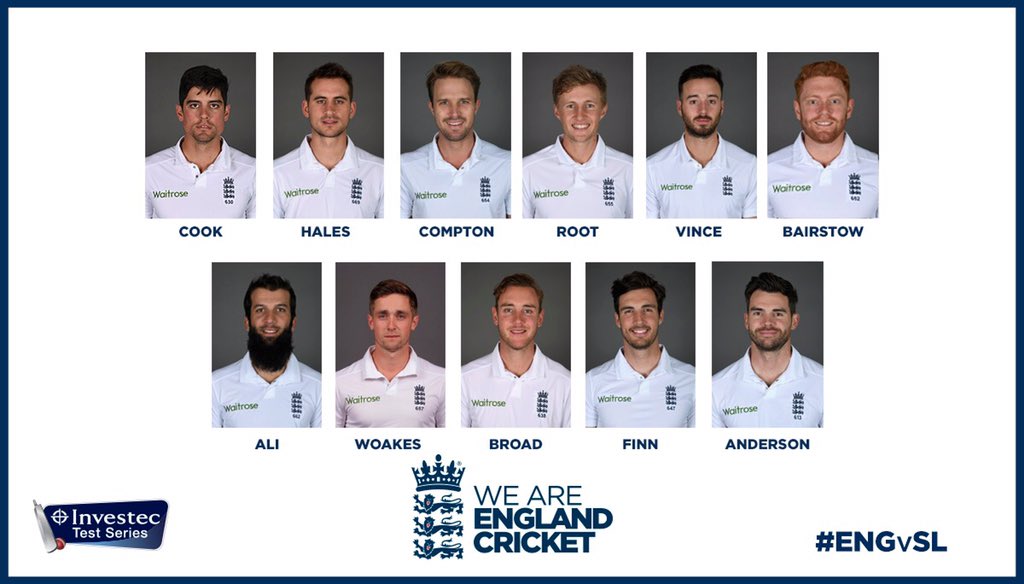 englandcricket's tweet image. Your confirmed England team for the Second Test. @chriswoakes plays 7th Test, in for @benstokes38 #ENGvSL