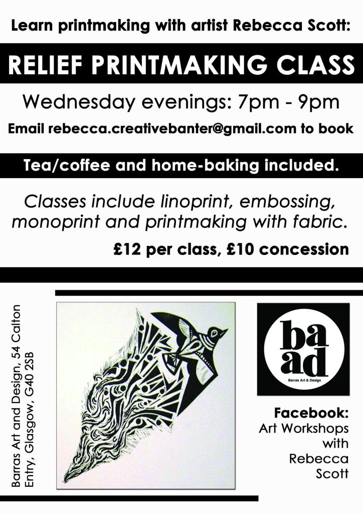 Printmaking course @BarrasArtDesign starts this Wednesday, couple of places available #art #course #glasgow #learn