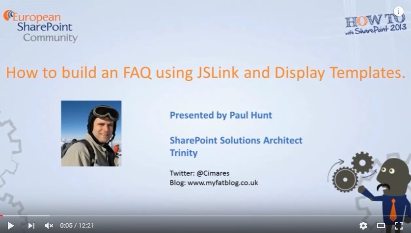 ESPC_Community's tweet image. [How to Video] Build an FAQ List Using #JSLink and Display Templates with @cimares ow.ly/e8u5300DPr1