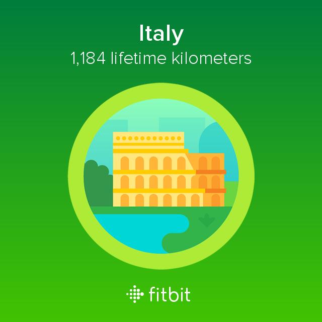 I covered 1,184 kilometers with my #Fitbit and earned the Italy badge.