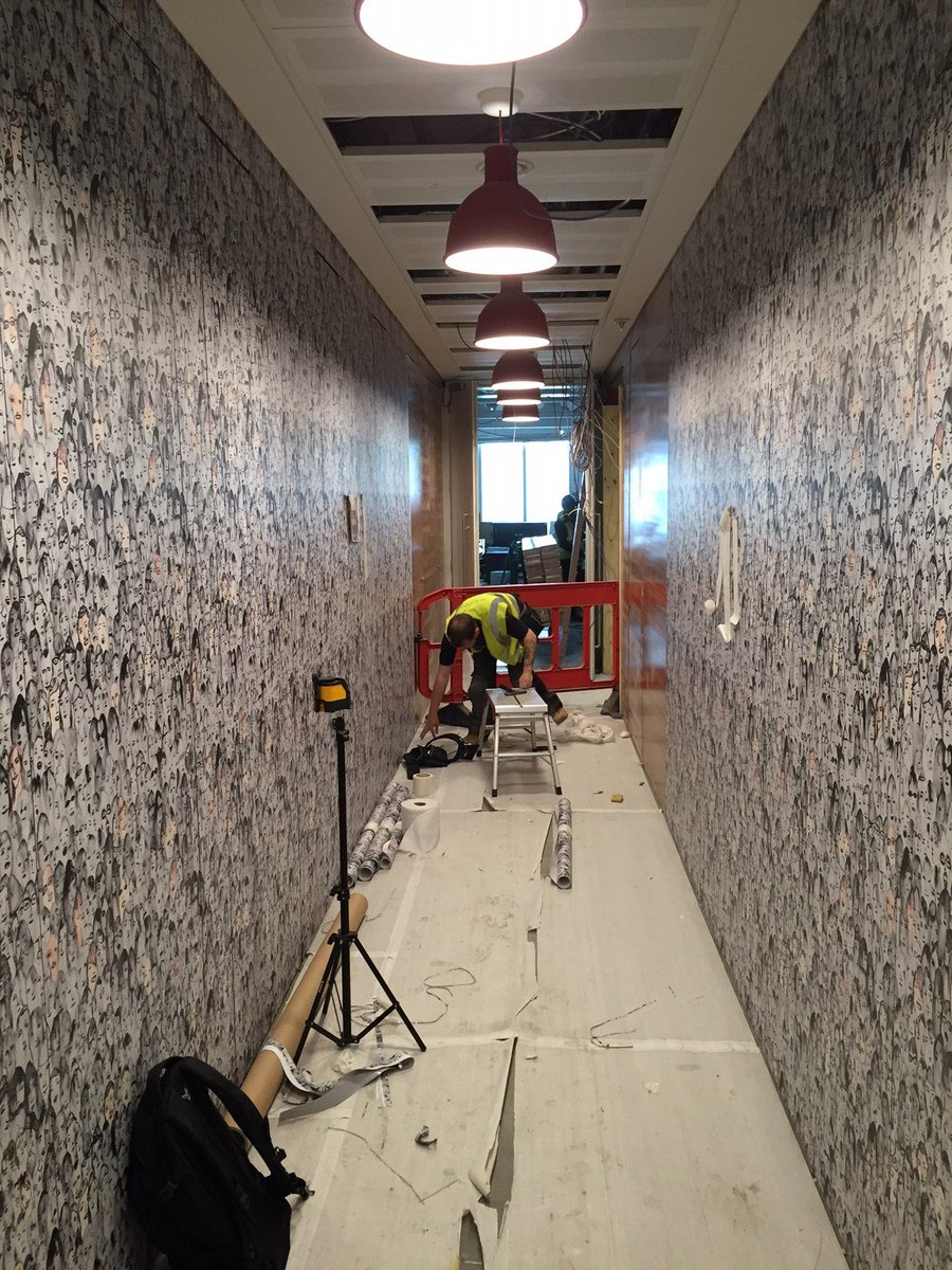 Some work in progress over at <a href="/WeWork/">WeWork</a> offices. Printed coverall. #officedesign #interiorfitout #graphics