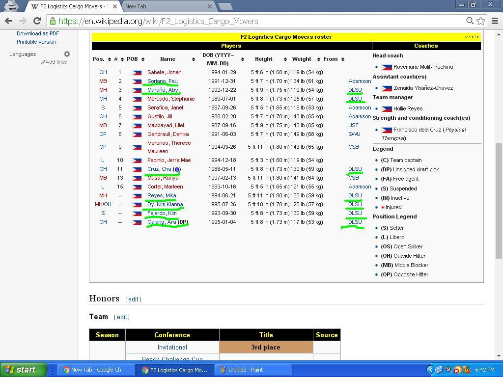 dlsuwvtftw's tweet photo. F2 Logistics' Wikipedia page. Dynasty is coming. Kinilig ako. #An1mo #BleedGreen #PSLDraft @SuperLigaPH https://t.co/hJiW8IdUKe
