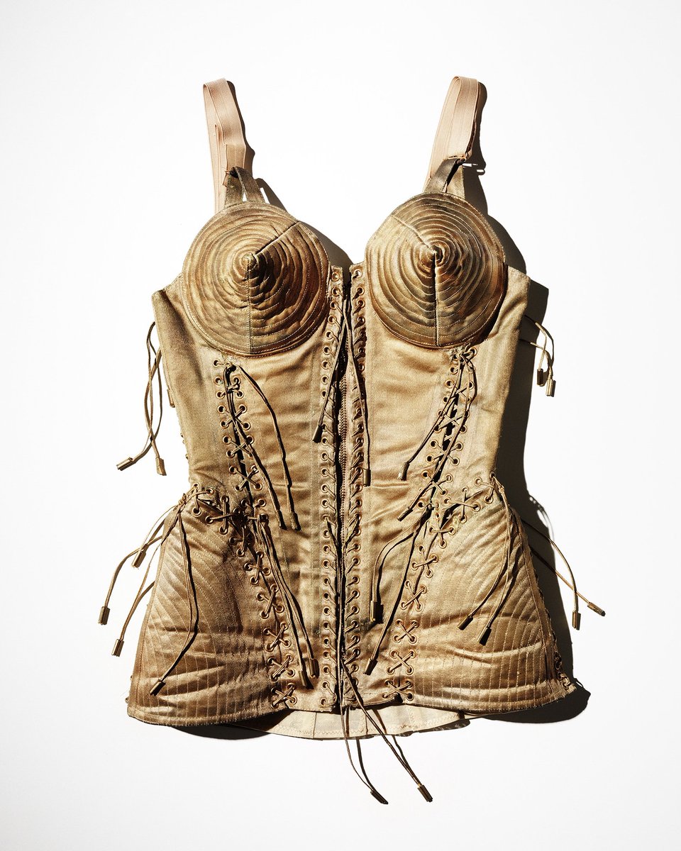 #JeanPaulGaultier 's conical corset? I-Conic! Worn by #Madonna Blond Ambition World Tour in 1990 Credit #EmilLarsson