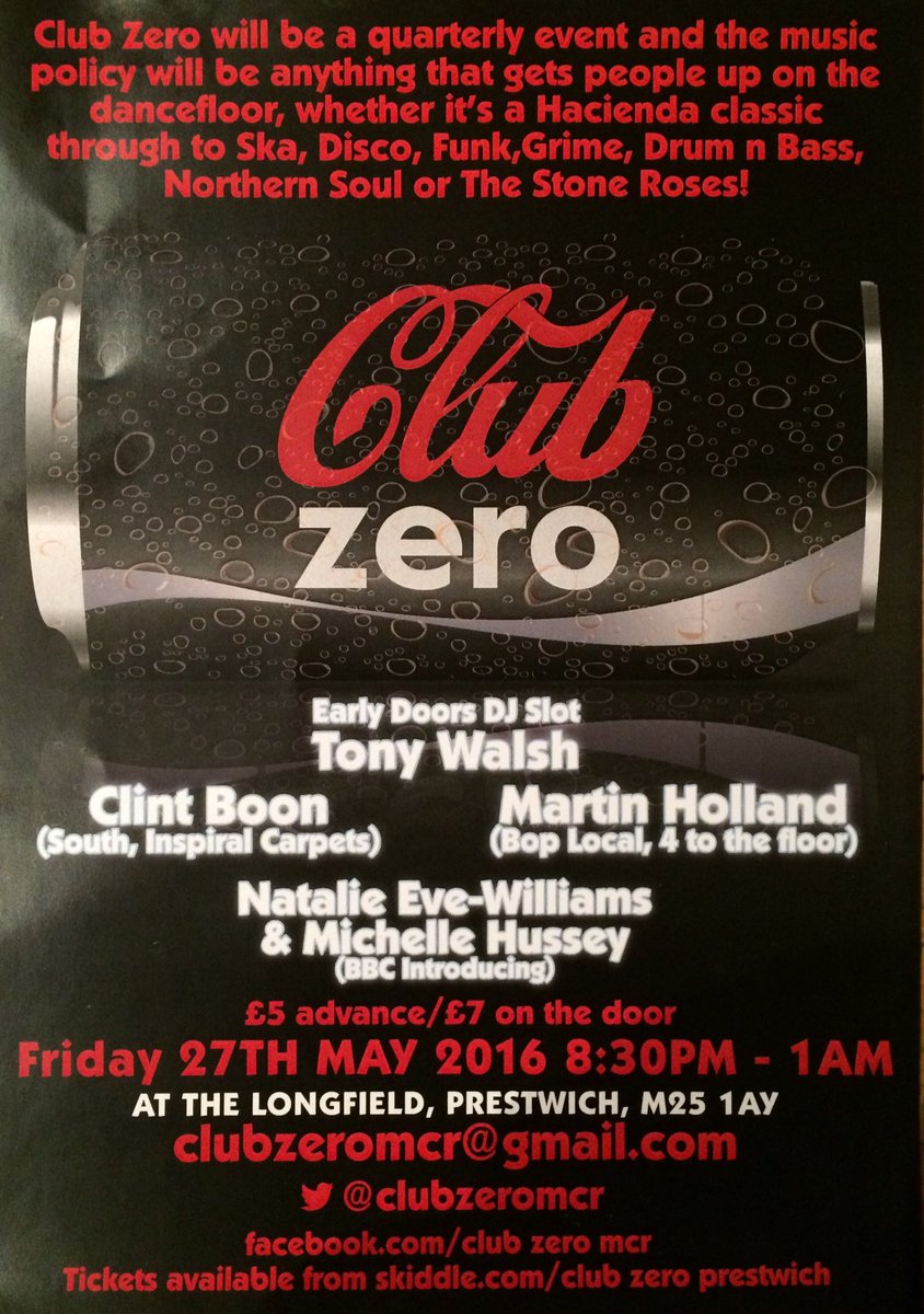 DJing at the launch night of <a href="/clubzeromcr/">Club Zero</a> tonight with <a href="/therealboon/">Clint Boon</a> <a href="/MichelleLHussey/">Michelle Hussey</a> <a href="/LongfellaPoet/">Tony Walsh</a> Martin Holland