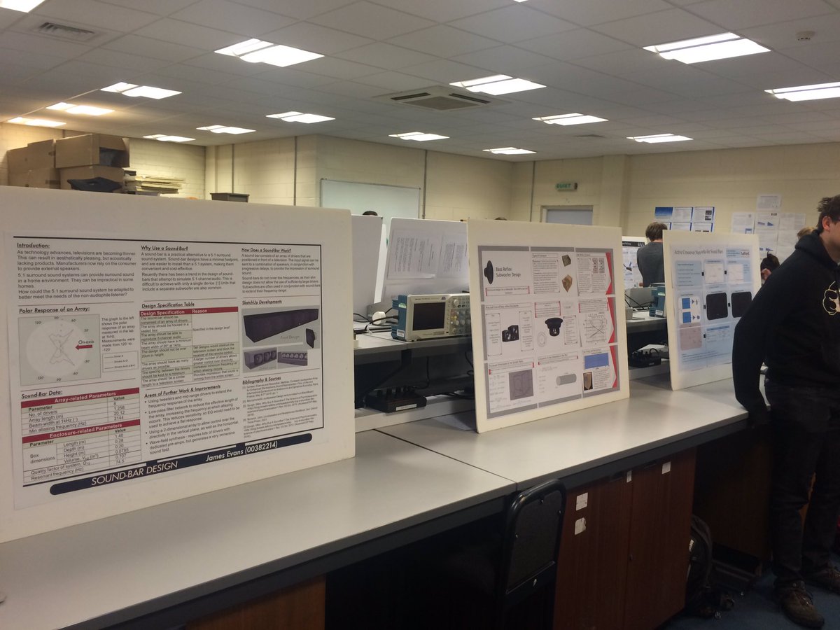JEvansAcoustics's tweet photo. Currently presenting #soundbar design posters @SalfordAcoustic #Acoustics #Loudspeakers https://t.co/E55QsS6vcR