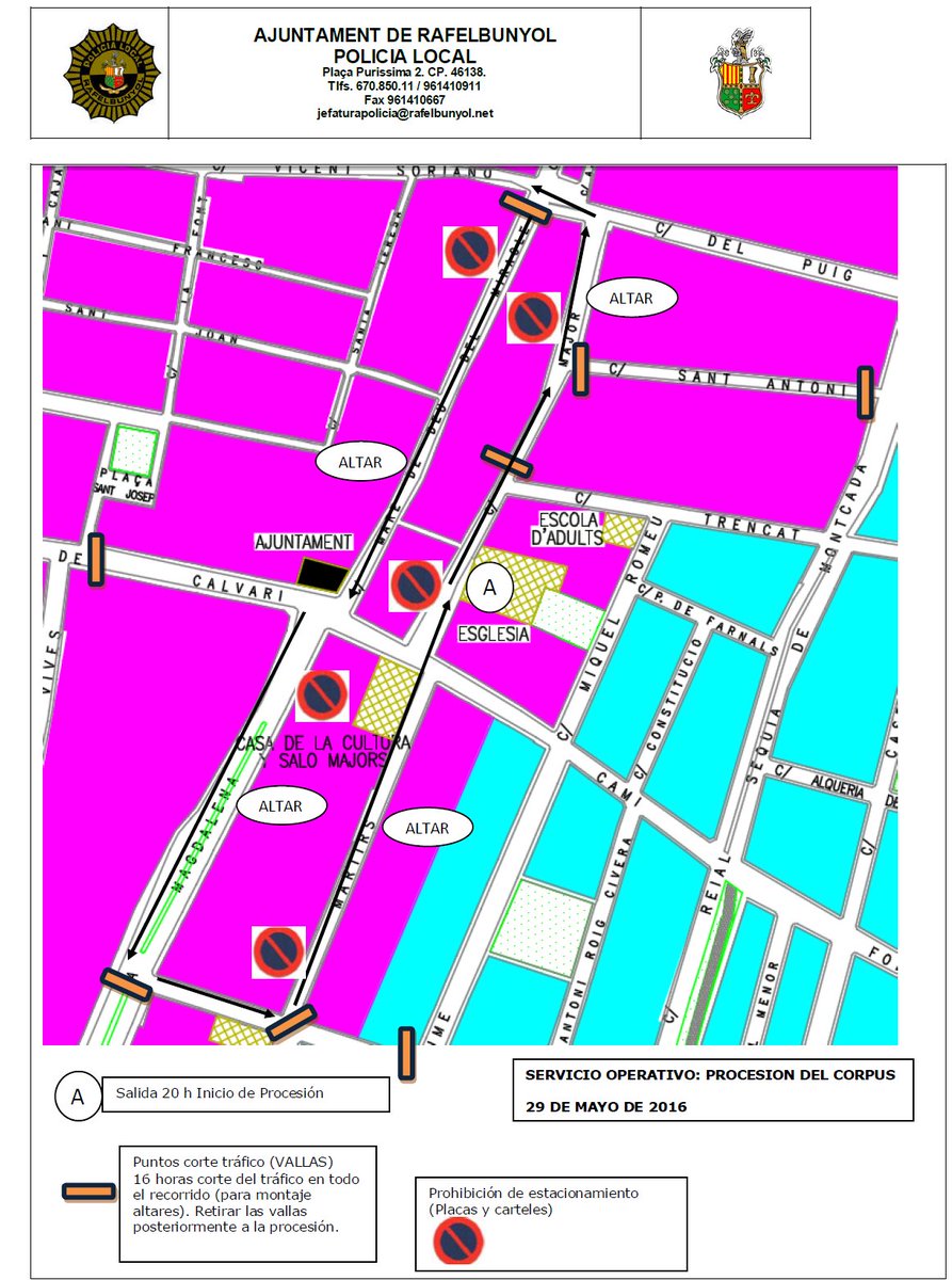P.L Rafelbunyol (@pl_rafelbunyol) on Twitter photo <a href="/PL_Rafelbunyol/">P.L Rafelbunyol</a> informa del recorregut i tancaments de carrers durant la processó del Corpus <a href="/PL_Rafelbunyol/">P.L Rafelbunyol</a> informa del recorregut i tancaments de carrers durant la processó del Corpus