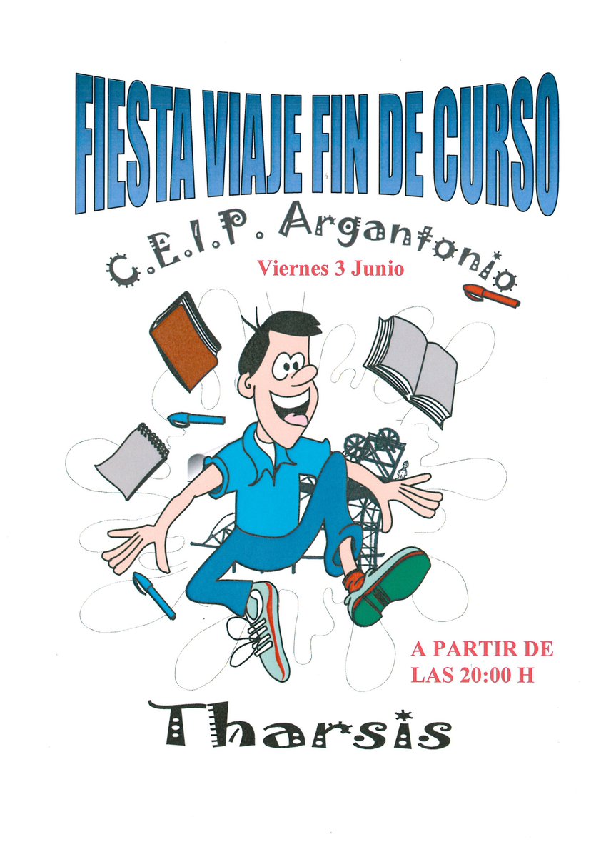 AytoTharsis's tweet photo. NO te puedes perder, la GRAN FIESTA FIN DE CURSO, para el próximo día 03 de Junio (Viernes) #CEIPARGANTONIO #THARSIS https://t.co/Z6IZgxfME0