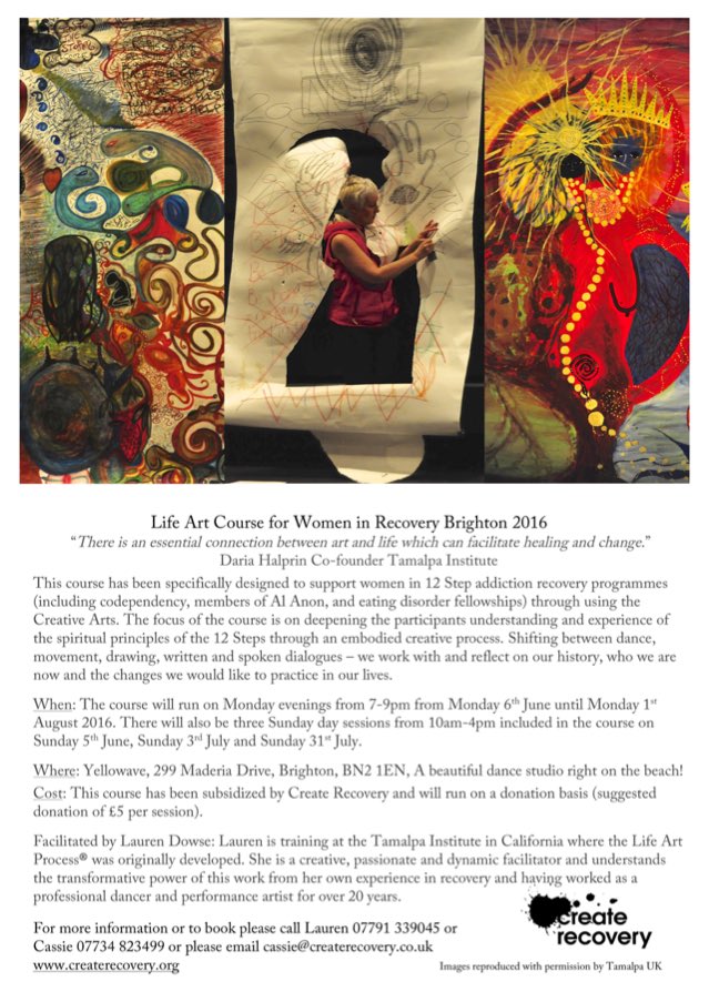 create_recovery's tweet photo. We will run our first Life Art Course in Brighton, Monday 6th June. Still a few places left! https://t.co/hvz7ipb5Wl https://t.co/eMs5JPJoBF