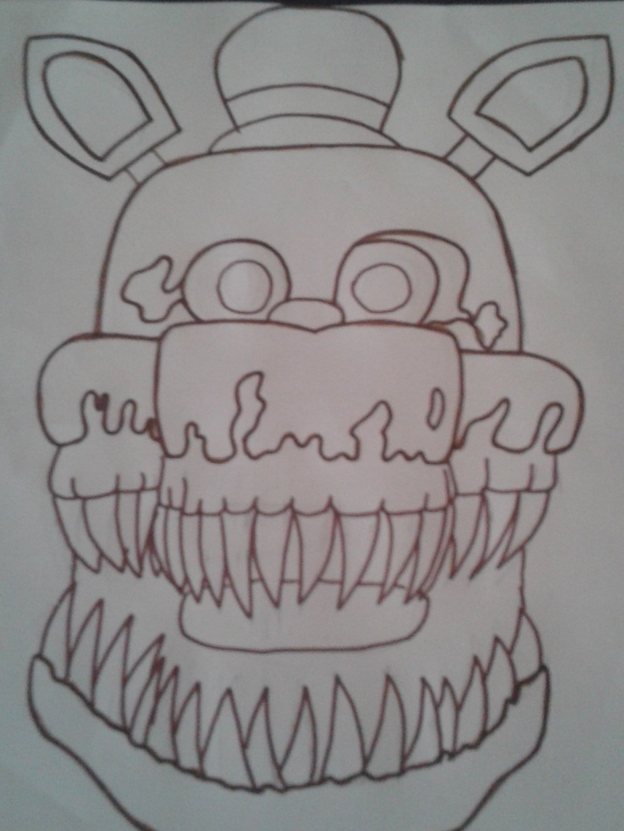 meus desenhos/videos(paint e papel) - Cabeça do nightmare fredbear