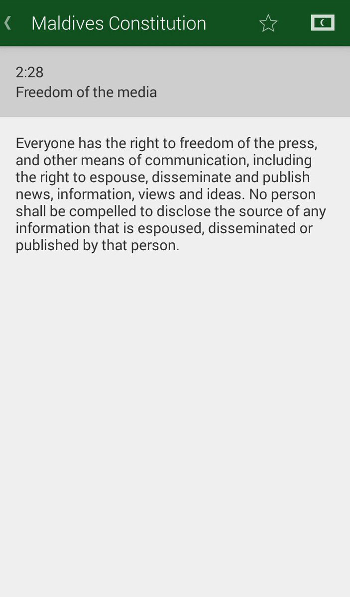 YINmdv's tweet photo. Article 28 of Chapter 2 (Fundamental Rights and Freedoms) of the Maldivian Constitution. @TransparencyMV https://t.co/UW6V8lSoIa