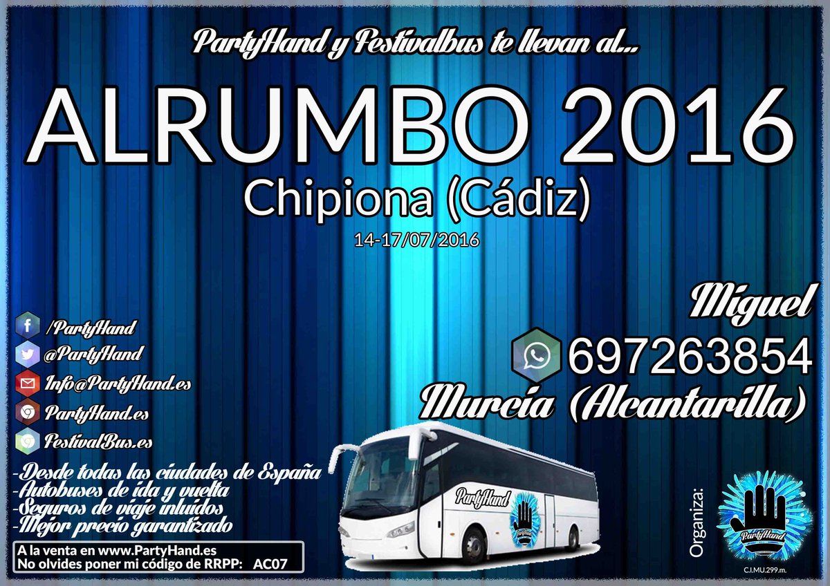 MigueelFLopez's tweet photo. Llega el verano y los mejores festivales🎉
No tienes como ir? Aquí tu ida y vuelta al mejor precio!
@PartyHandMurcia https://t.co/5ql3keliRc
