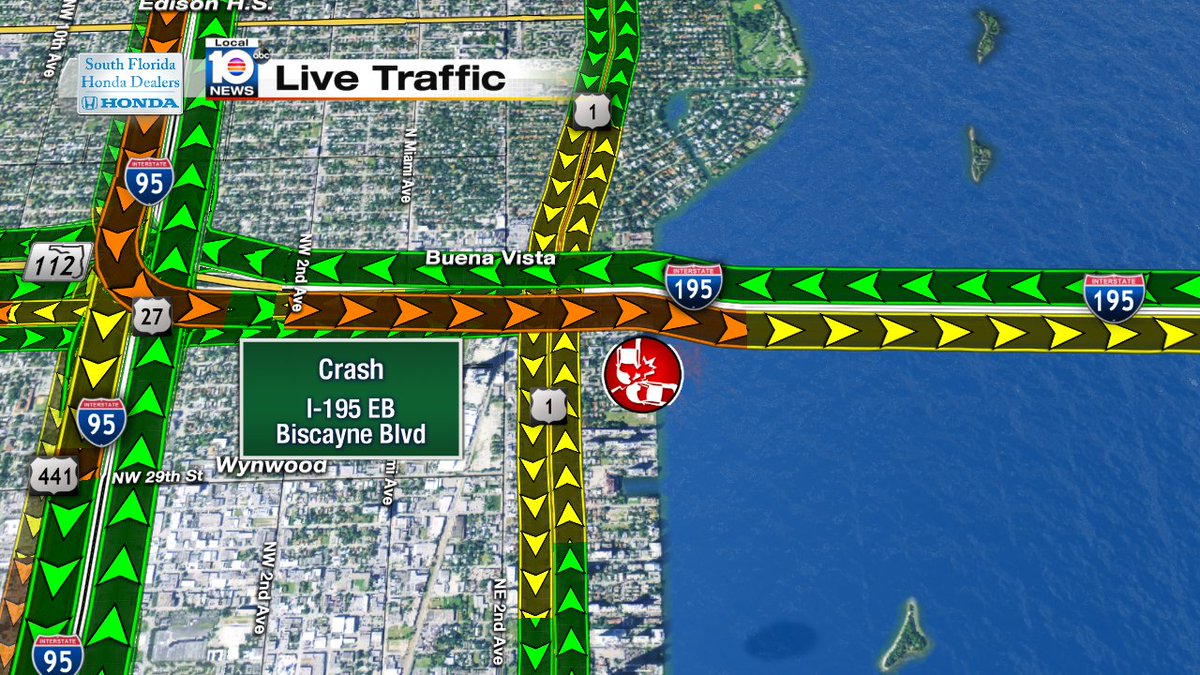 CRASH: I-195 EB & Biscayne Blvd.  Shoulder blocked.  #TRAFFIC #MIAMI https://t.co/wHNOnMDdwU