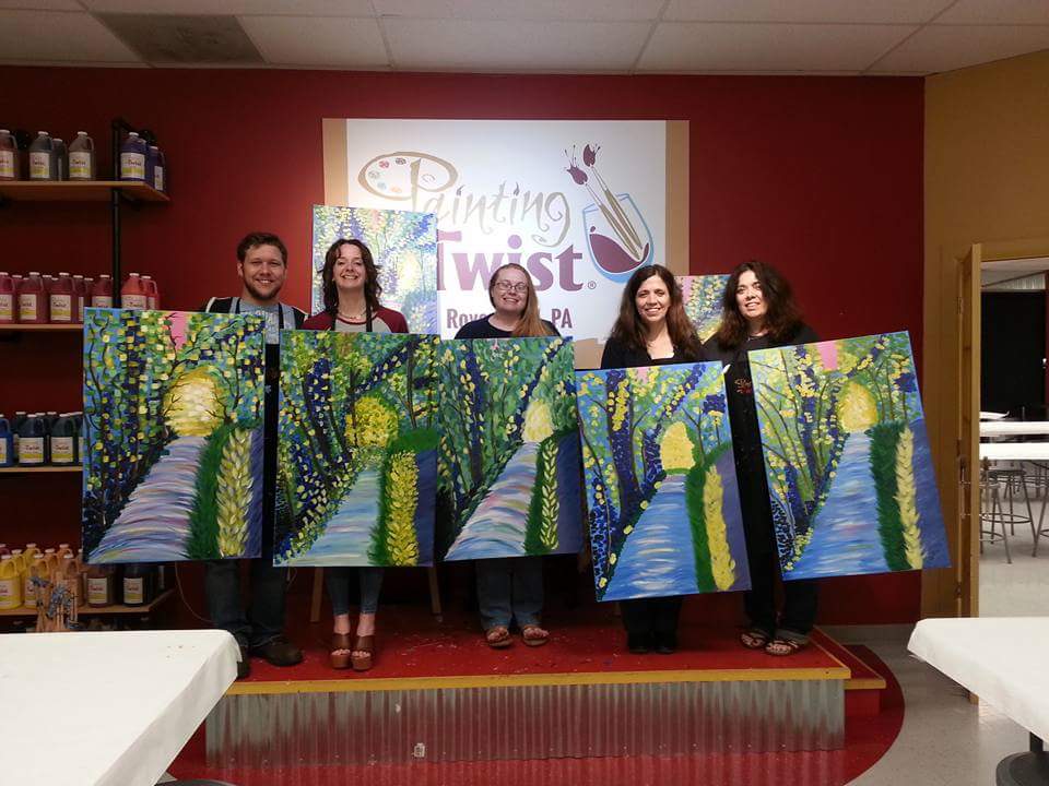 PWATRofo's tweet photo. Who is up for the chsllenge?? Check out our large canvas paintings!! Painting with a Twist Royersford #PWATRofo https://t.co/xVh1hE3jkt