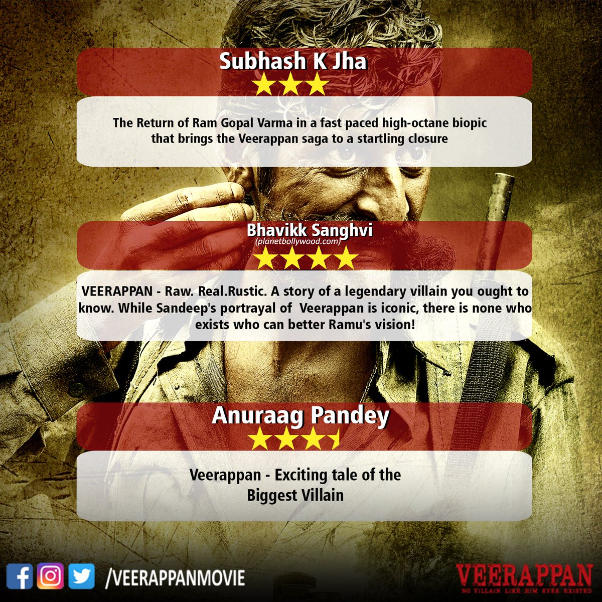 VeerappanMovie's tweet photo. It's raining reviews for @VeerappanMovie! Have you booked your ticket yet? https://t.co/5CvZ4d90So #RGVBackWithABang https://t.co/PIOyTCTOkk