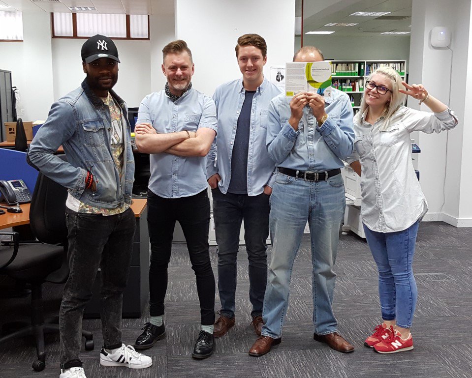 Watts_Group's tweet photo. #Doubledenim #LookLikeMike Supporting Cancer Research @CR_UK, we're celebrating double denim at Watts. Enjoy! https://t.co/TAY2RkVxo2