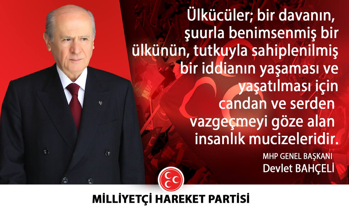 E_SemihYalcin's tweet photo. Ülkücüler; şuurla benimsenmiş bir ülkü için candan ve serden vazgeçmeyi göze alan insanlık mucizeleridir. https://t.co/msGurLrr1B