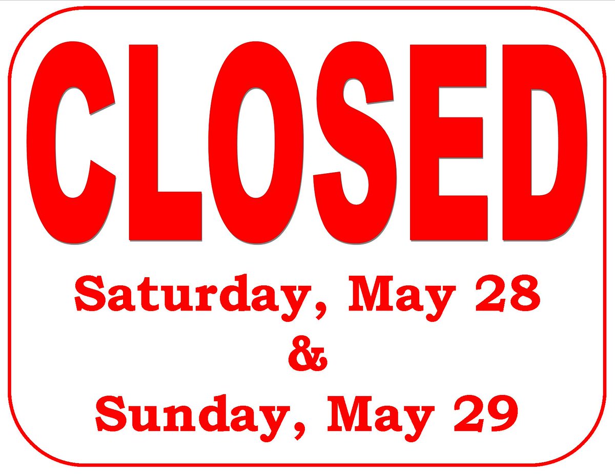 We will be closed this weekend, but we will be open for Memorial Day on Monday from 10 am to 4 pm!