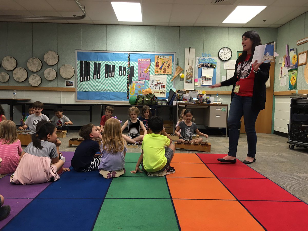 In music, Mrs. Dore's 1st grade accompanies the story, Mortimer, for Mrs. Markley's kinders. #CPES #LoveLiteracy