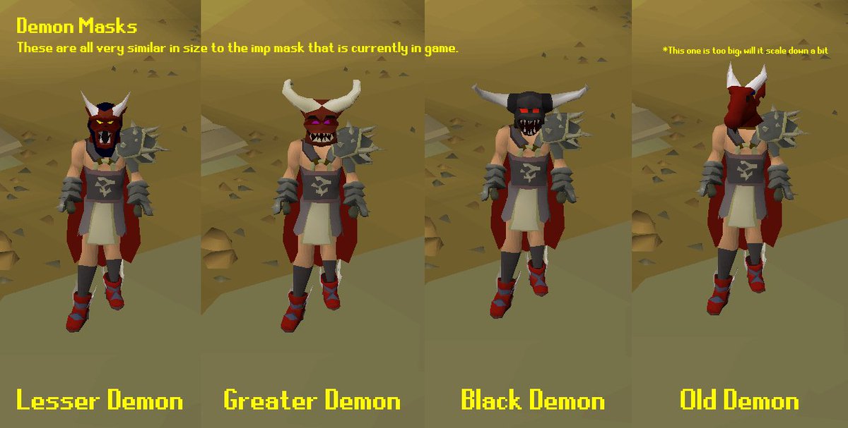 JagexWest's tweet photo. Thanks for all the feedback for all the items we showed off yesterday, the size shown  on the demon was an accident. https://t.co/cipCIbGRfG