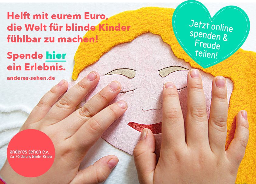 anderes_sehen's tweet photo. Helft mit eurem Euro die Welt für blinde #Kinder fühlbar zu machen. Spende ein Erlebnis: https://t.co/1RZhdDWxdz https://t.co/gyfy5xM0A4